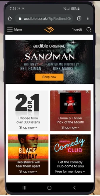 screenshot of mobile app Audible after logging in