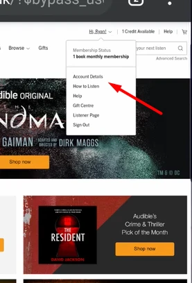 after clicking on account's name a sub menu popped up and pointing towards account details