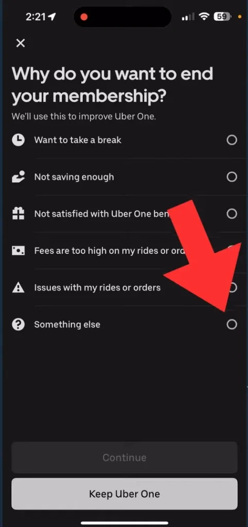 Final conformation to end the uber one membership