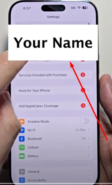 Tap on your Apple ID name at the top.