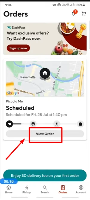 pointing towards View order option