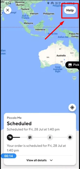 Pointing towards help button in the top right corner