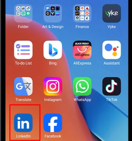 LinkedIn app on the mobile screen