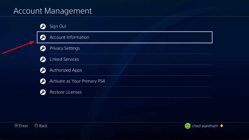 account information of PS account