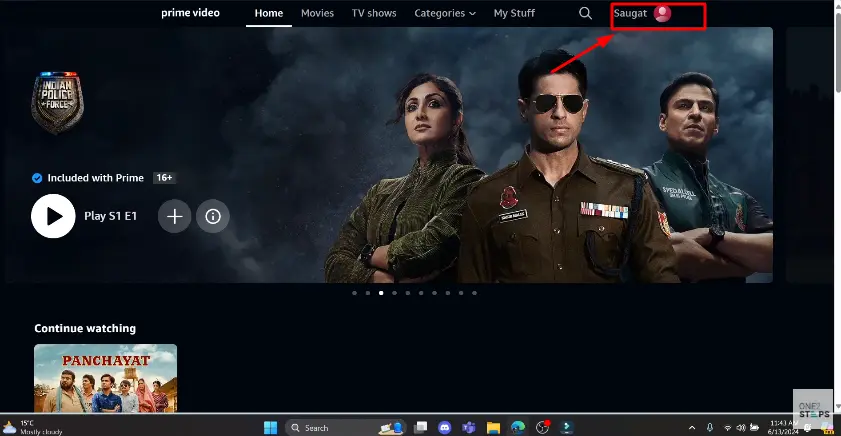 account login option of amazon prime video
