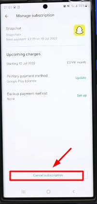 cancel subscription button android