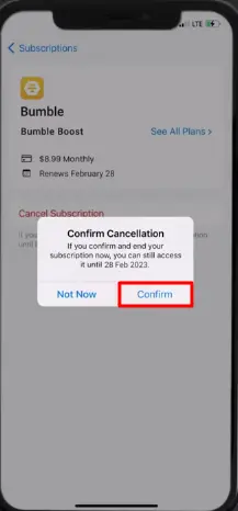 confirm cancelation button
