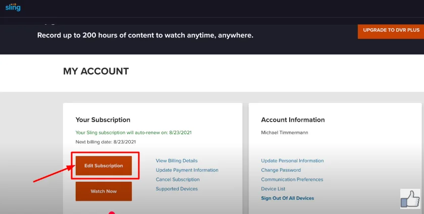 edit subscription of sling tv