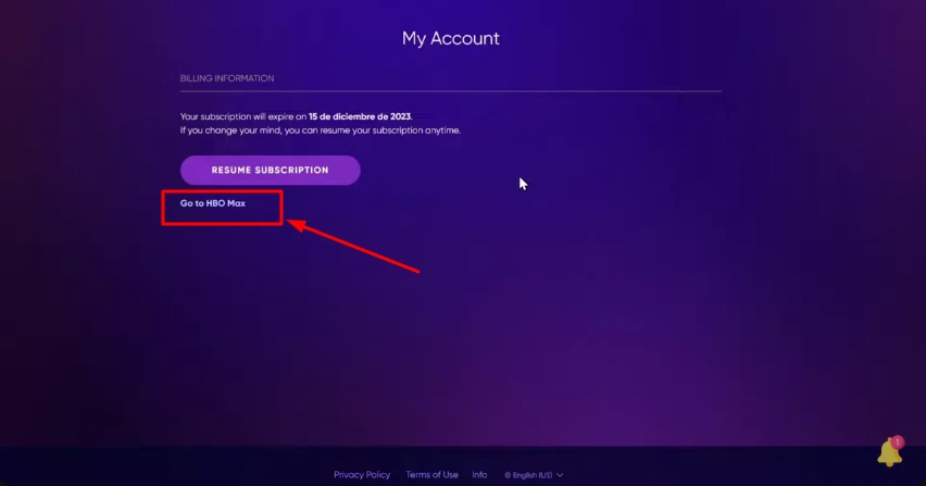after unsubscribe go back to your account