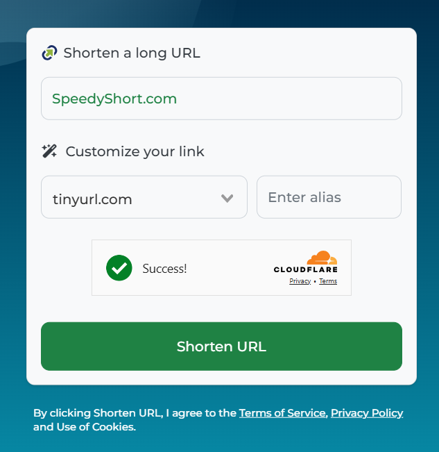 How SpeedyShort.com tool looks like