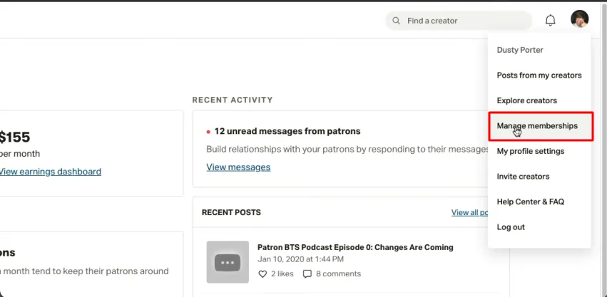 manage membership of patreon