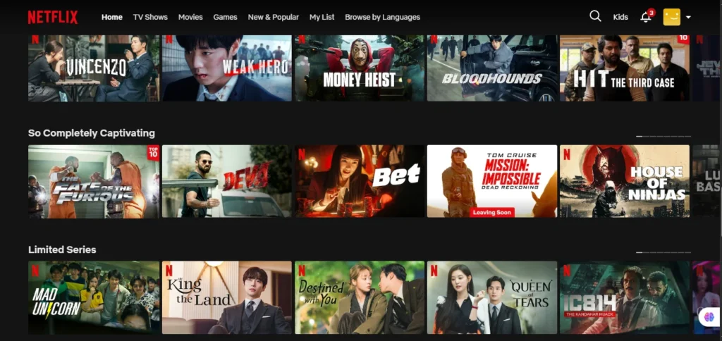 Netflix interface