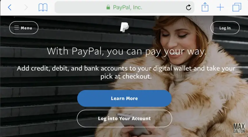 user interface of paypal account