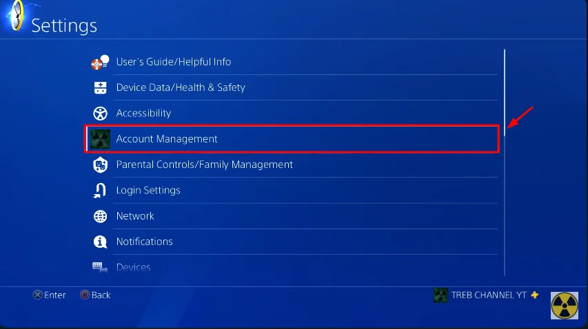 account management button