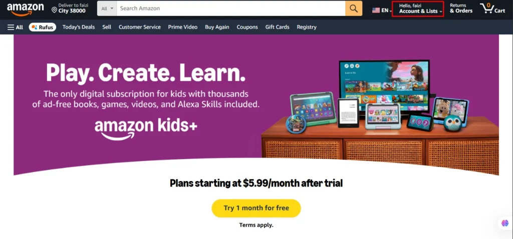 Amazon Kids+ official site