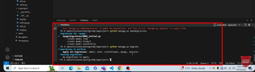 apply the new migrations of django