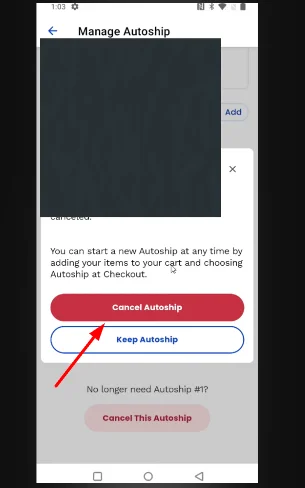cancel autoship button