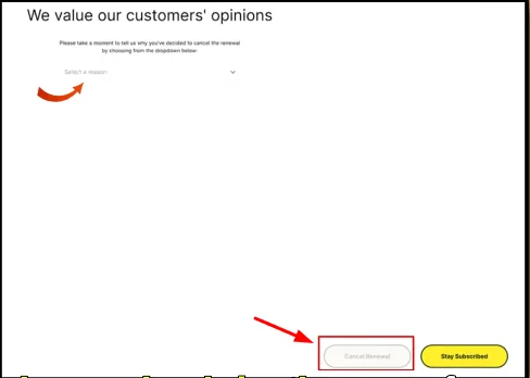 cancel renewal button