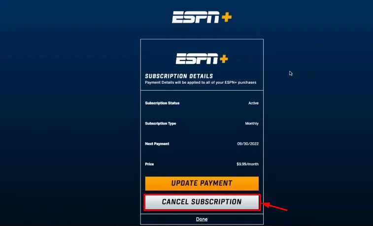 cancel subscription button 