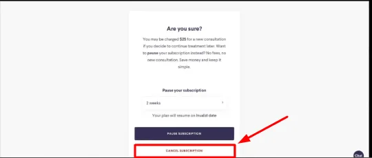 cancel subscription button