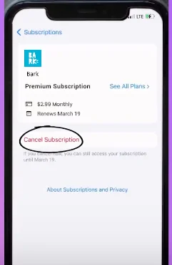 cancel subscription button