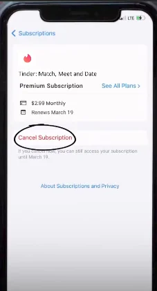 cancel tinder subscription
