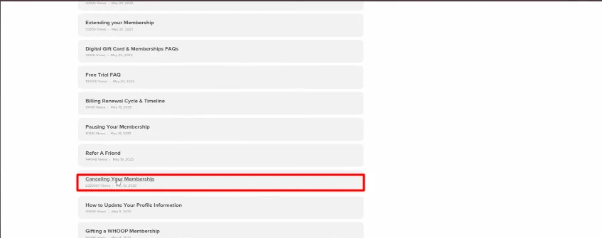 cancel membership option