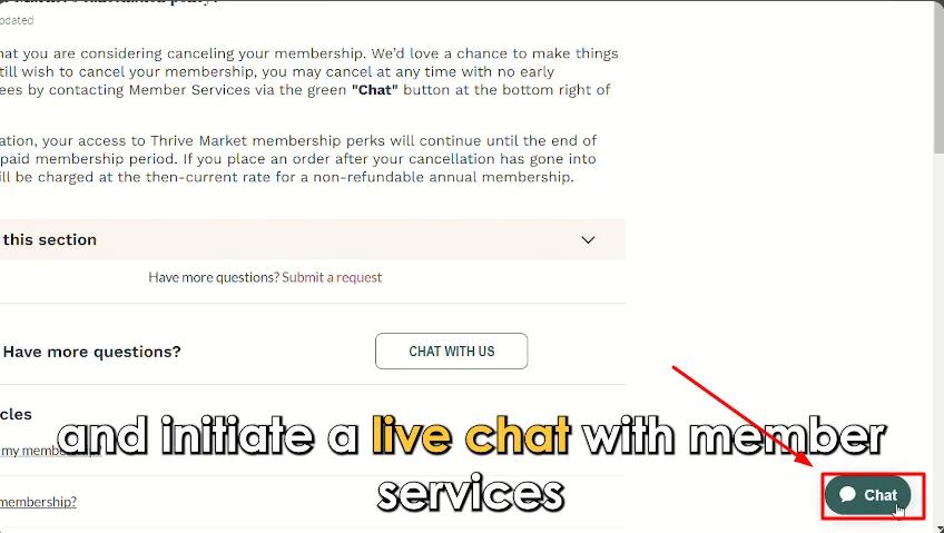 chat button of thrive market