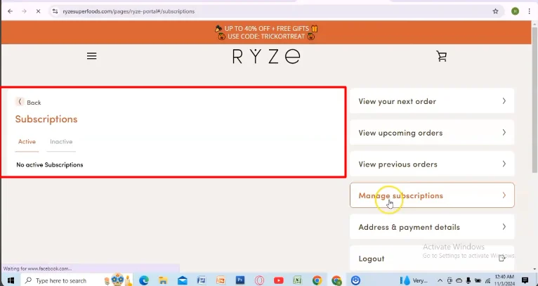 check the manage subscription section of ryze