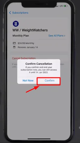 confirm cancelation button