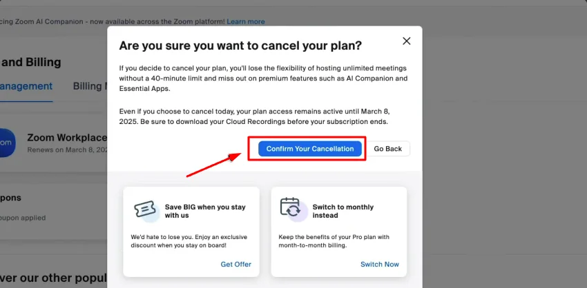 confirm your cancellation
