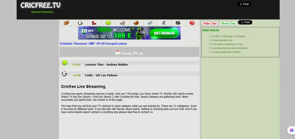 cricfree.tv official site