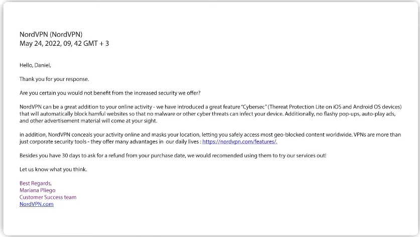 email of nordvpn