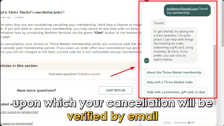 email addressing of your thrive account 