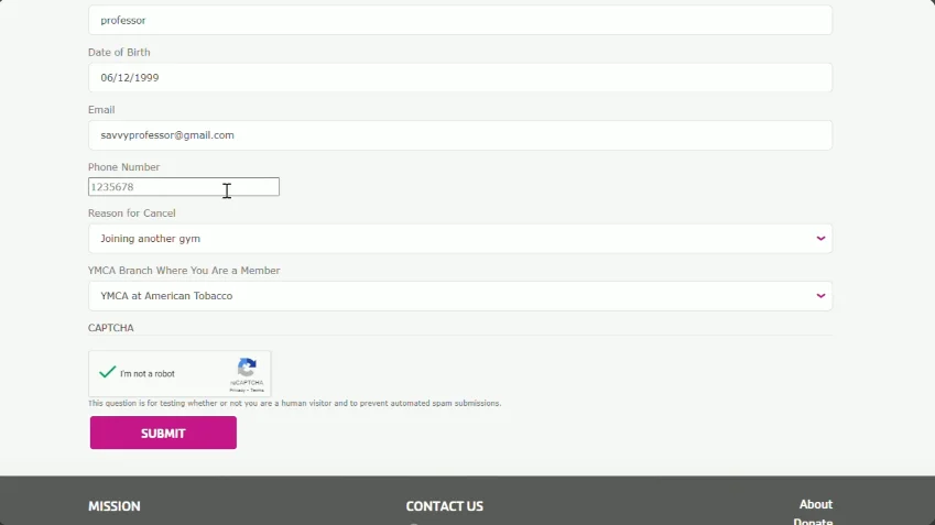 ymca cancellation form on site