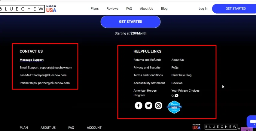 helpful links of bluechew site