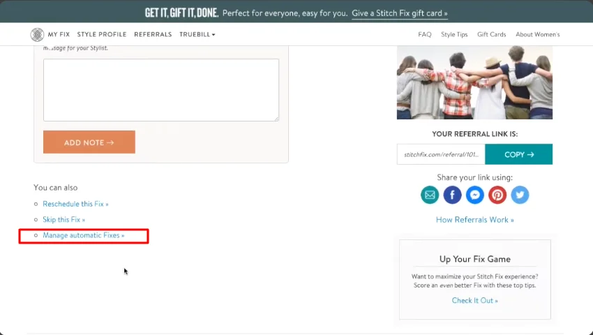 Stitch Fix manage automatic fixes 