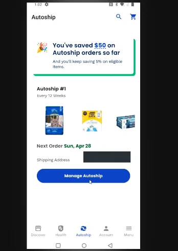 manage autoship button