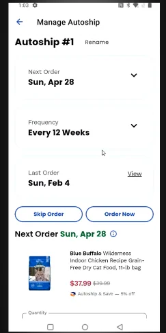 manage autoship page