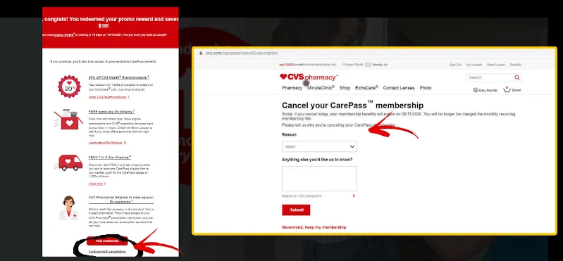 cancel your cvs carepass membership