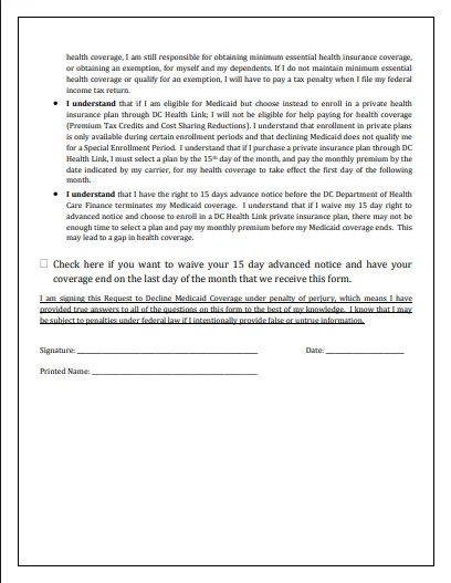 medicaid coverage form page 2