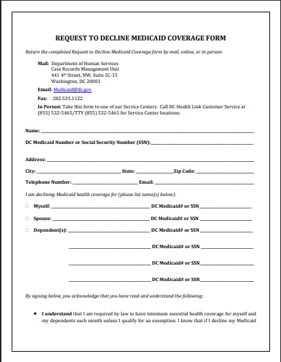 medicaid coverage form