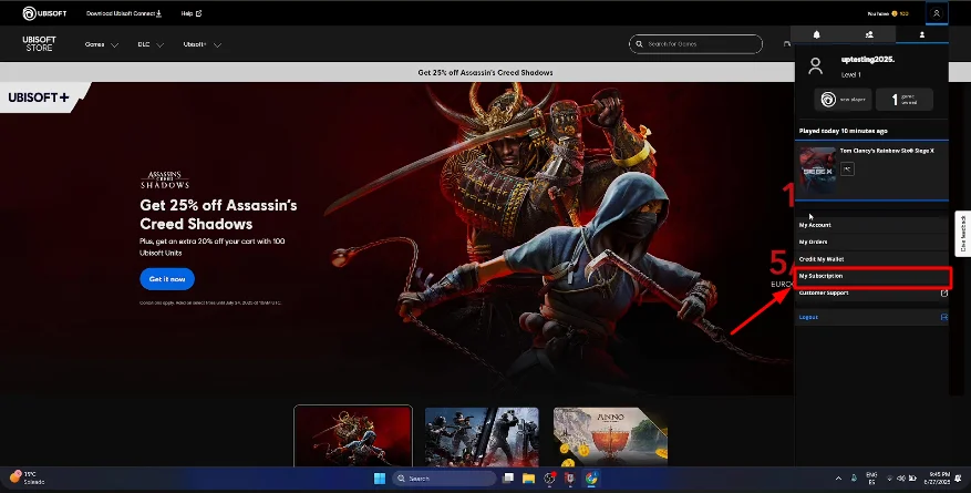 Rainbow Six Siege check subscription button
