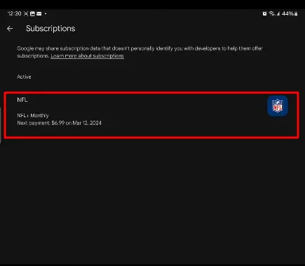 NFL Plus subscription
