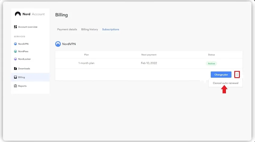 billing details of nordvpn