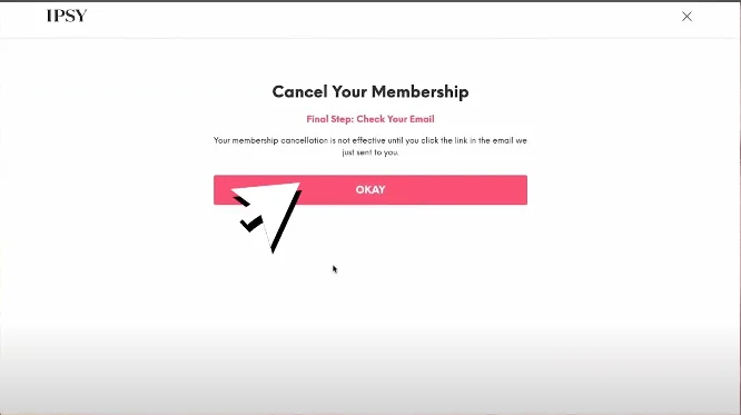 after cancellation okay button