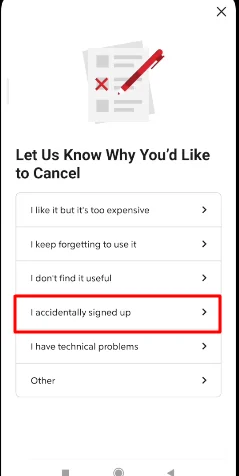 select the reason and hit continue