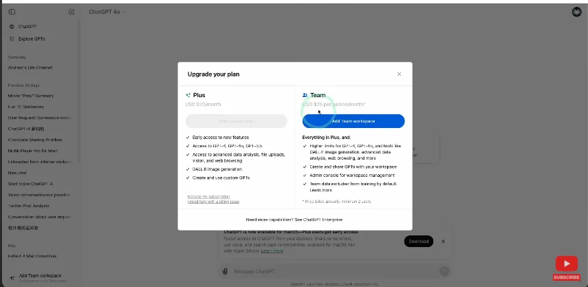plans that are active on chatgpt