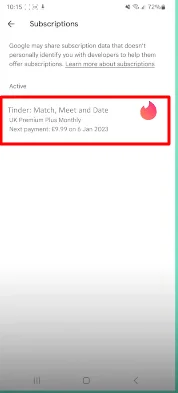 tinder subscription on android