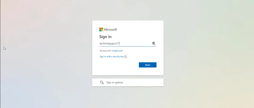 sign-in form of microsoft account 